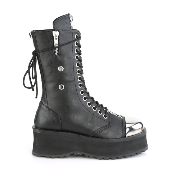Mens Platform Metal Toe Lace Up Boots - Picture 3 of 5